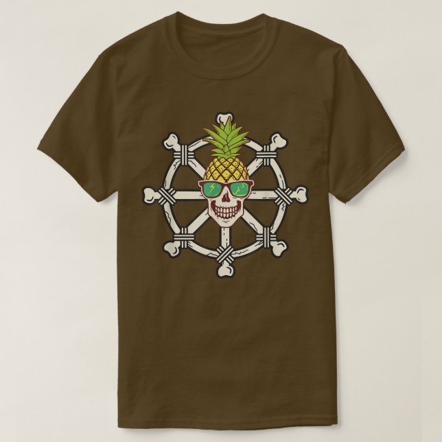 Camiseta Summer Pineapple Skeleton Boat Steering Wheel  (Frente do Design)