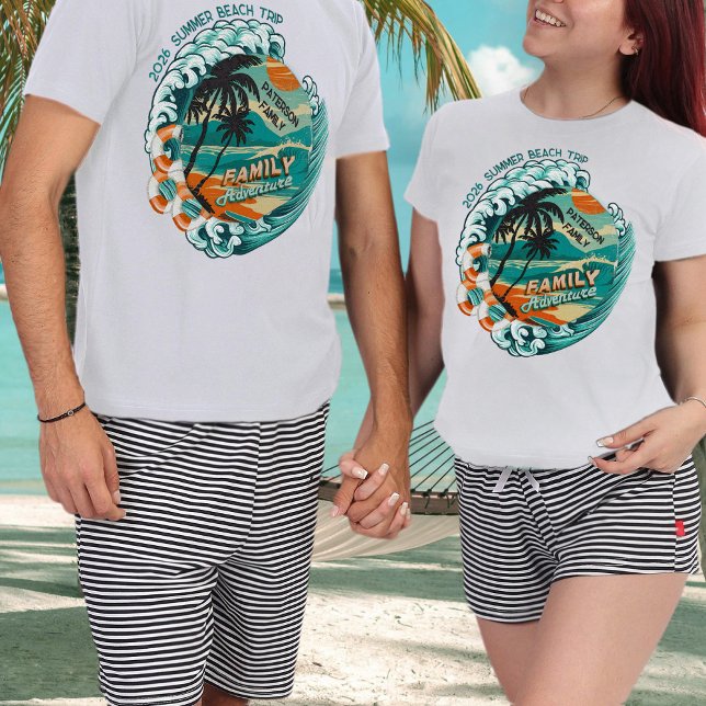 Camiseta Summer Retro Family Reunion Beach Trip Vacation (Criador carregado)