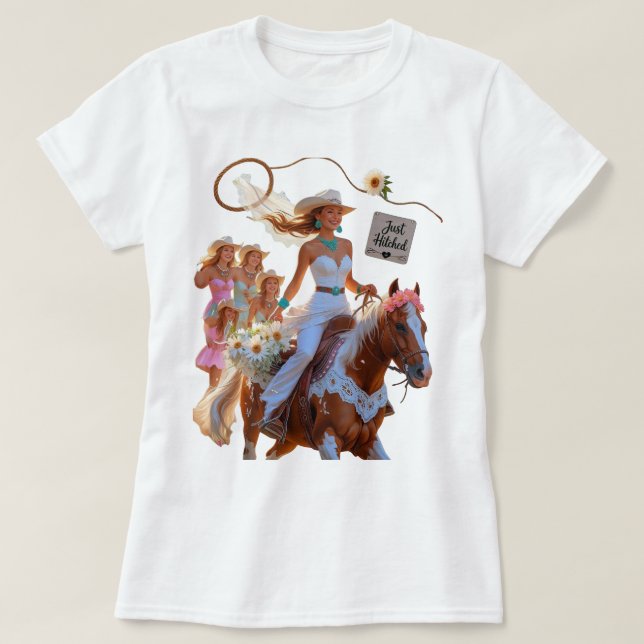 Camiseta Summer Ride to Forever – Cowgirl Wedding Bliss (Frente do Design)