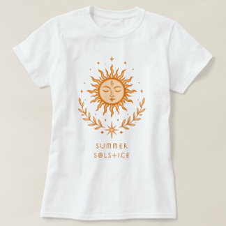 Camiseta Summer Solstice Celestial Sun Face Botanical Art