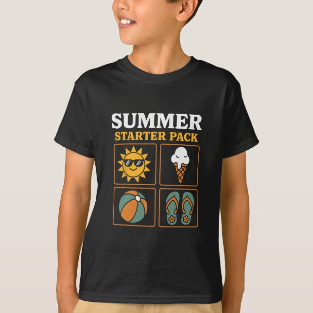 Camiseta Summer Starter Pack Sun Flip Flops Ll And Ice Crea (Frente)