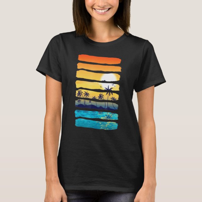 Camiseta Summer Sun Palm Tree Beach Ocean Artística 1 (Frente)