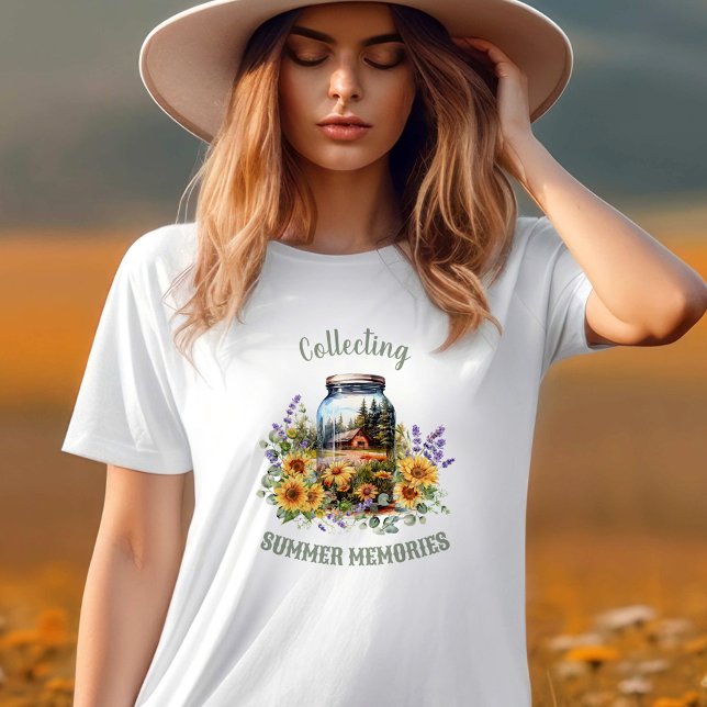 Camiseta Summer Sunflower Lavanda Forest Nome (Summer Sunflowers Lavender Forest Nature Name T-Shirt)