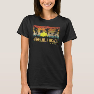 Camiseta Summer Sunset Palm Tree Vintage Hawaii Honolulu Be