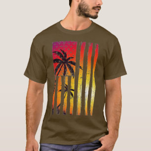 Camiseta Summer Sunset Palm Trees American Flag Primavera, 