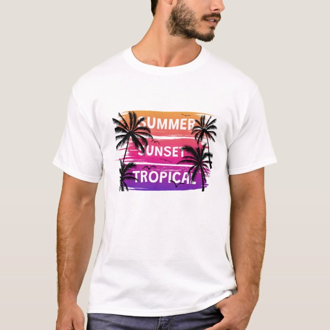 Camiseta Summer Sunset Tropical (Frente)