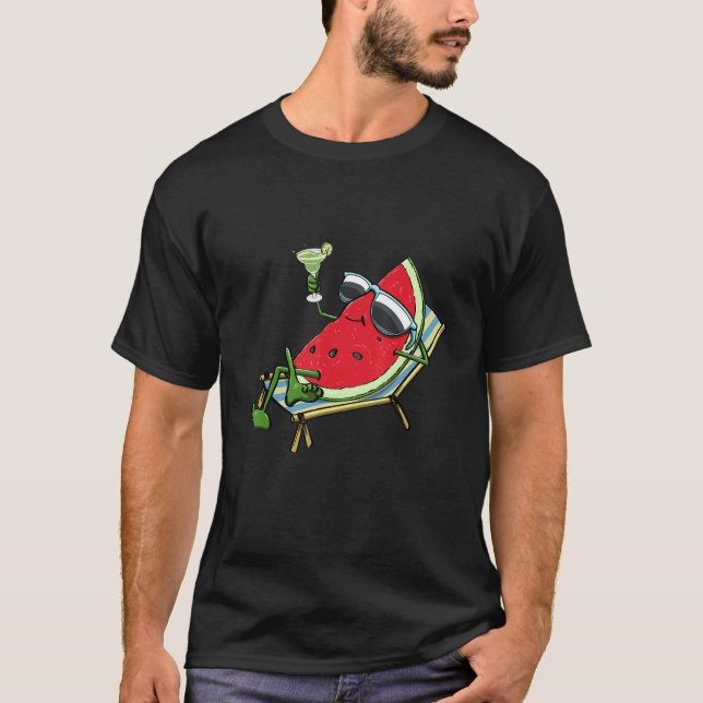 Camiseta Summer Sunset Watermeline Mulheres Engraçadas Frut (Frente)