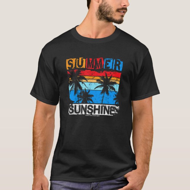 Camiseta Summer Sunshine Feelings Beach Palm Trees Holiday  (Frente)