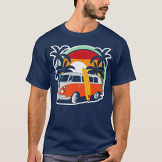 Camiseta Summer Surfer Beach Hippie Van Surfboard