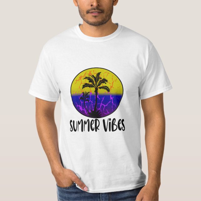 Camiseta Summer Vibes - Árvore de coco virada do sol da Ret (Frente)