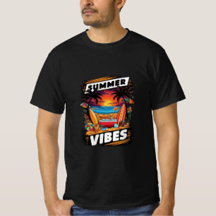 Camiseta Summer Vibes Beach Scene T-Shirt - Diversão Tropic