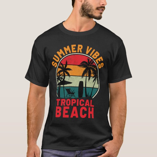 Camiseta Summer Vibes Best Tropical Beach Vacort (Frente)