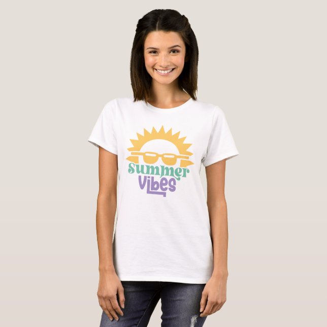 Camiseta Summer Vibes Boho Retro Summer Summer (Frente Completa)