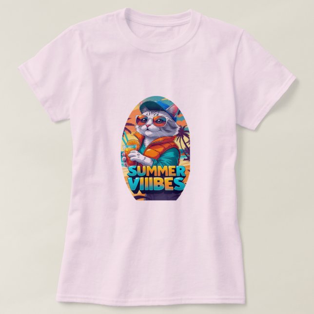 Camiseta Summer Vibes Cat (Frente do Design)