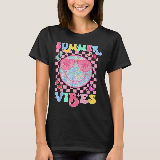 Camiseta Summer Vibes Happy Face Summer Vibes Me Imaginou (Frente)