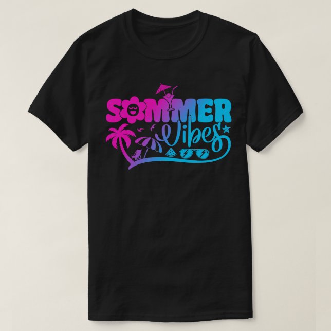 Camiseta Summer Vibes Hello Summer Sunset Beach Summer Vaca (Frente do Design)
