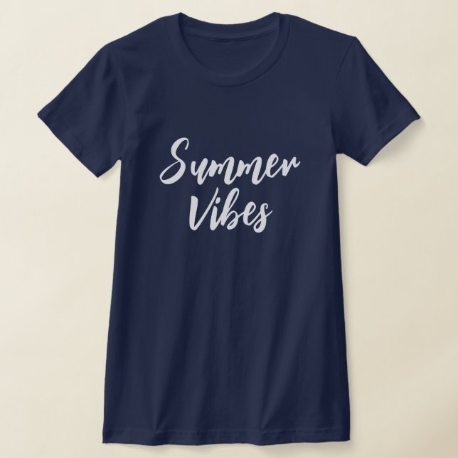 Camiseta Summer vibes marinho azul ajustado fino para mulhe (Postura )