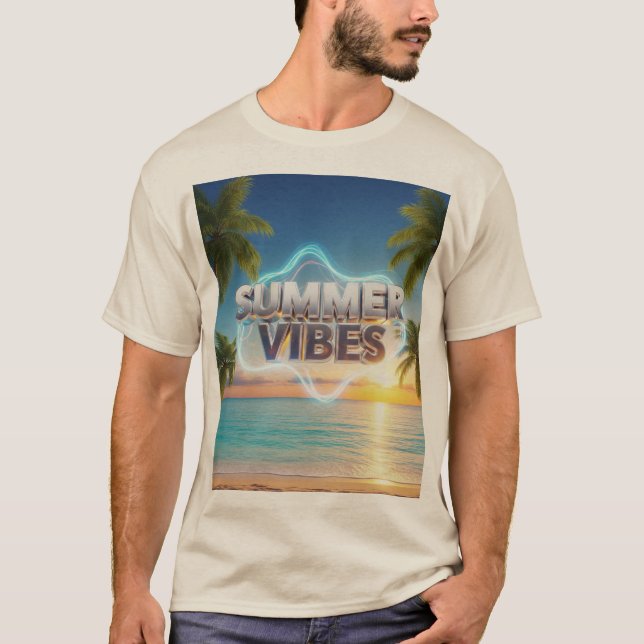 Camiseta Summer Vibes Men's T-Shirt - 3d & Na moda Summer (Frente)