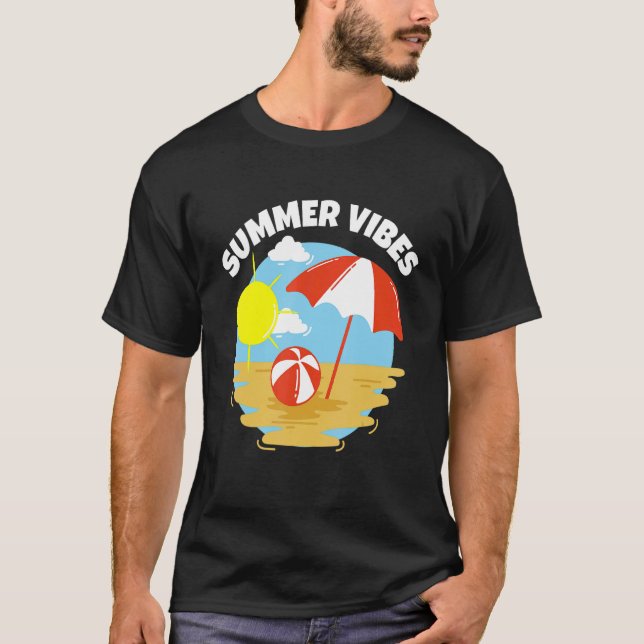Camiseta Summer Vibes No Mar Do Sol Praia E Férias De Areia (Frente)