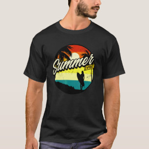 Camiseta Summer Vibes Palm Tree Surfboard Vacina de Verão V