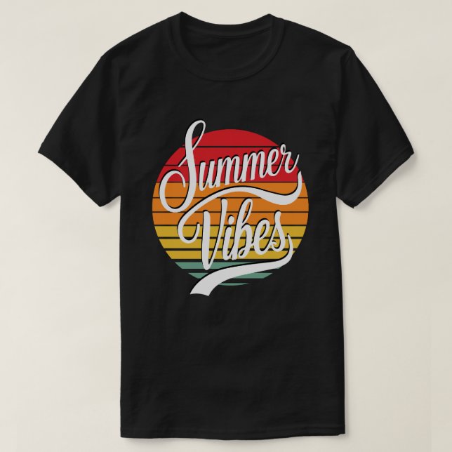Camiseta Summer Vibes Retro Colores Sunset (Frente do Design)