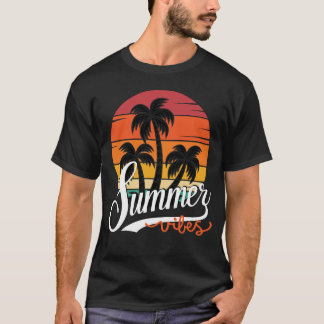 Camiseta Summer Vibes Retro Sunset e Palmeiras Masculinas