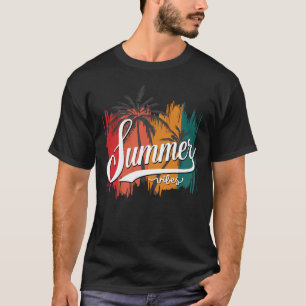 Camiseta Summer Vibes Retro Sunset e Palmeiras Masculinas