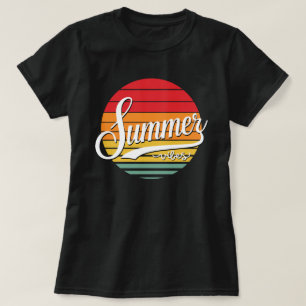 Camiseta Summer Vibes Round Retro Sunset Mulheres