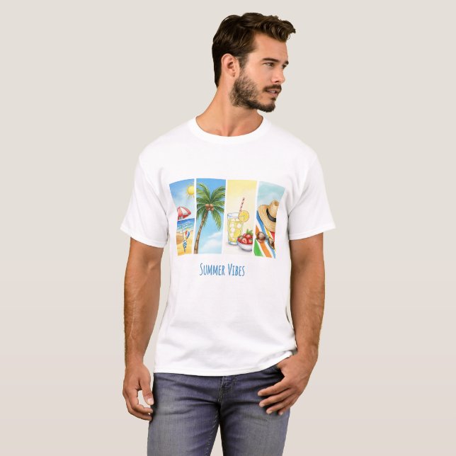 Camiseta Summer Vibes Sublimation T-Shirt | Retro Beach Sce (Frente Completa)