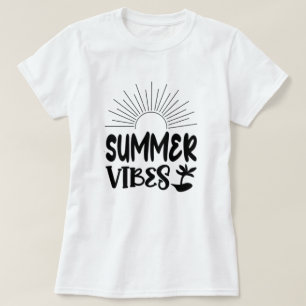 Camiseta Summer Vibes Sun e Palm Tree Trendy T-Shirt