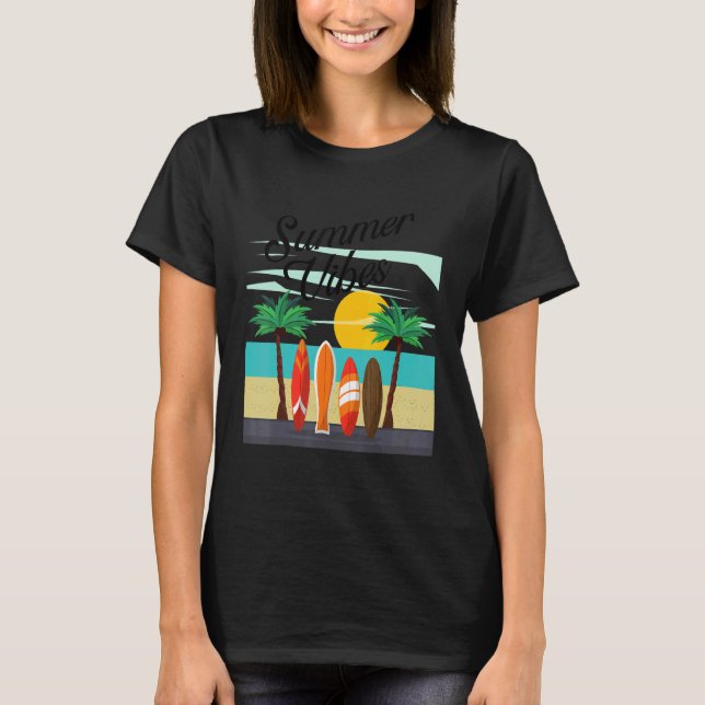 Camiseta Summer Vibes Surfing Summer Beach Vacation_2 (Frente)