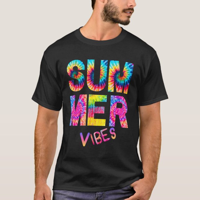 Camiseta Summer Vibes Tie Dye Hello Summer Férias Family (Frente)