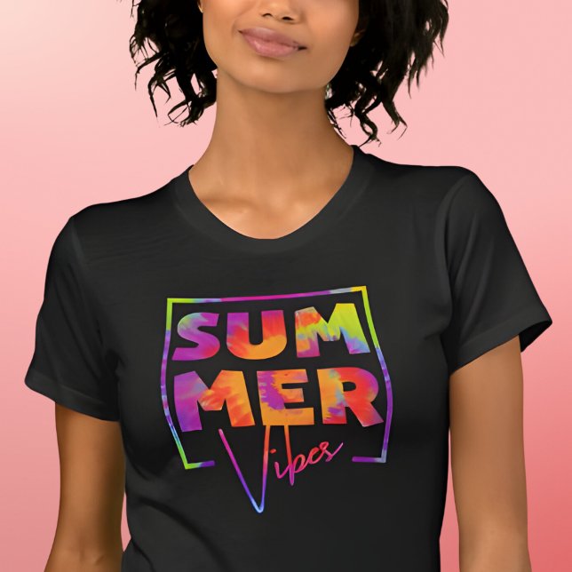 Camiseta Summer Vibes Tie Dye Summer Férias no Verão (Criador carregado)