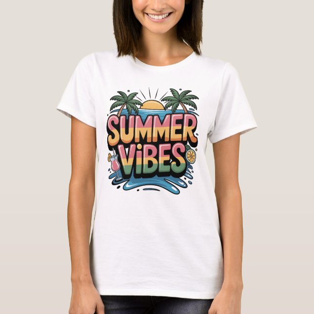 Camiseta Summer Vibes Tropical Beach (Frente)