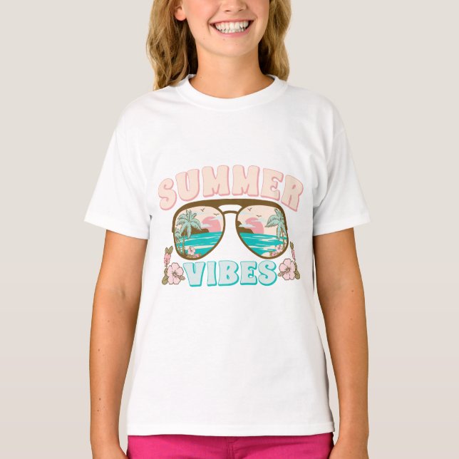 Camiseta Summer Vibes Tropical Beach Summer Divertido (Frente)