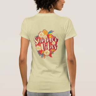 Camiseta Summer Vibes Typografia Flor Tropical
