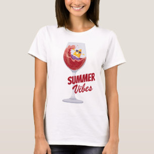 Camiseta Summer Vibes Vacina Praia Viagem Cruzeiro Vinho En