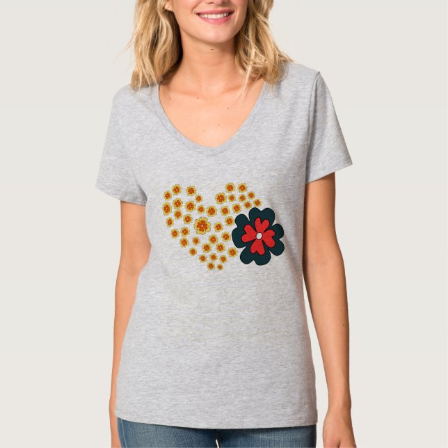 Camiseta Summer Women Daisy Flower Heart (Frente)