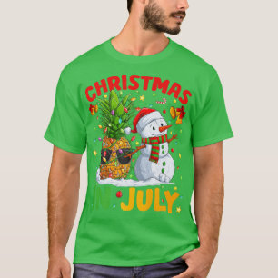 Camiseta Summer Xmas Lights Pineapple Snowman e Christma