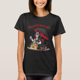 Camiseta Summerentre Vamire Beach Dracula Sandcastle Gótico