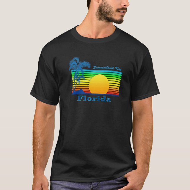 Camiseta Summerland Key Florida Retro Tropical Beach Sunset (Frente)
