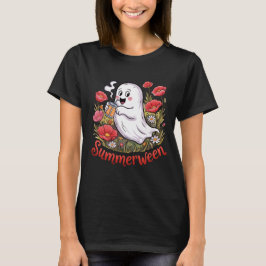 Camiseta Summerween Cute Ghost Poppy Flower Field Summer