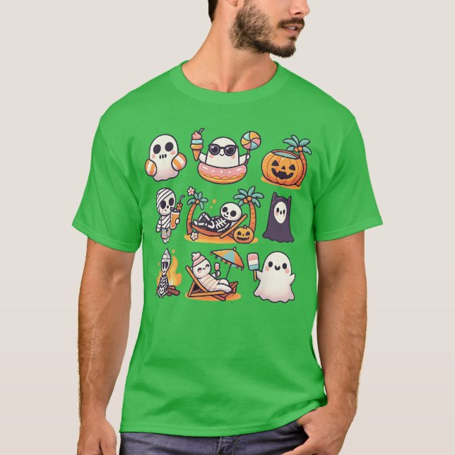Camiseta Summerween Ghost Pumpkin Summer Halloween Spooky S (Frente)