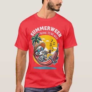 Camiseta Summerween Osso para Ser Selvagem Esqueleto Raglan