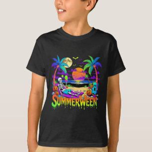 Camiseta Summerween Skeleton Ghost Beach Funny Spooky Hallo