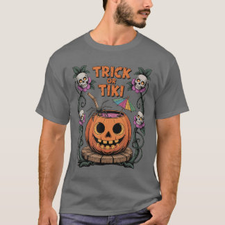 Camiseta Summerween Travessuras ou Tiki Abóbora de Verão pa