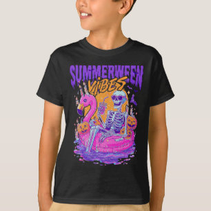 Camiseta Summerween Vibes Skeleton Pumpkin Férias Spooky
