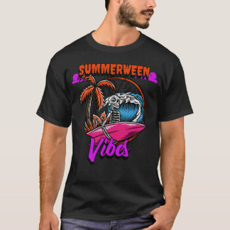Camiseta Summerween Vibes Surfing Skeleton