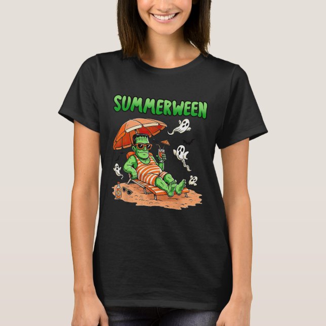 Camiseta Summerwin Halloween Hello Summer Frankenstein Boo (Frente)