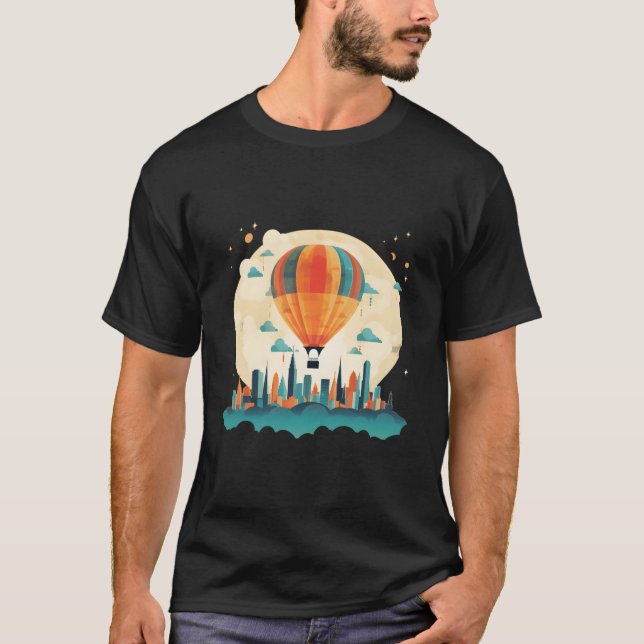 Camiseta Summery Hot Air Balloon Travel In City (Frente)